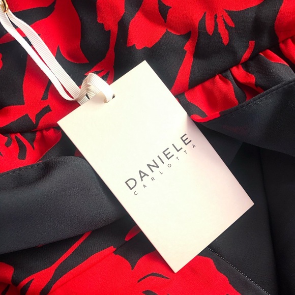 Daniele Carlotta Cinched Waist Floral Mini Dress L - Picture 5 of 11